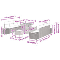 vidaXL Conjunto de Sofá de Jardim 9 pcs Preto vime PE