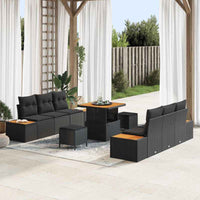 vidaXL Conjunto de Sofá de Jardim 9 pcs Preto vime PE