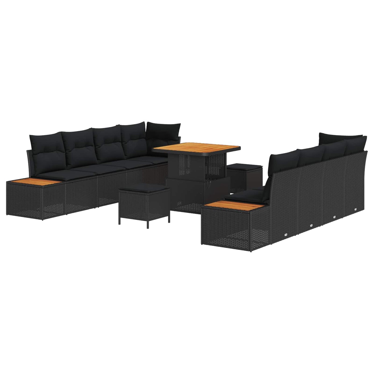 vidaXL Conjunto de Sofá de Jardim 11 pcs Preto vime PE
