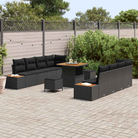 vidaXL Conjunto de Sofá de Jardim 11 pcs Preto vime PE