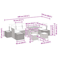 vidaXL Conjunto de Sofá de Jardim 10 pcs Preto vime PE