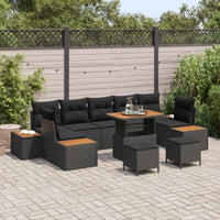 vidaXL Conjunto de Sofá de Jardim 10 pcs Preto Rattan Sintético