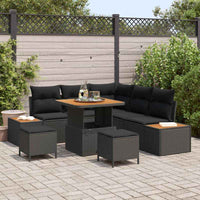 vidaXL Conjunto de Sofá de Jardim 8 pcs Preto vime PE