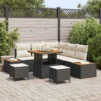 vidaXL Conjunto de Sofá de Jardim 8 pcs Preto vime PE