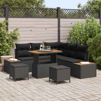 vidaXL Conjunto de Sofá de Jardim 8 pcs Preto vime PE