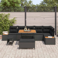 vidaXL Conjunto de Sofá de Jardim 9 pcs Preto vime PE