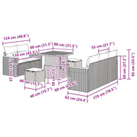 vidaXL Conjunto de Sofá de Jardim 8 pcs Preto vime PE