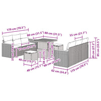 vidaXL Conjunto de Sofá de Jardim 9 pcs Preto vime PE