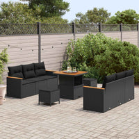 vidaXL Conjunto de Sofá de Jardim 9 pcs Preto vime PE