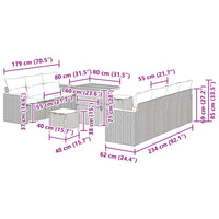 vidaXL Conjunto de Sofá de Jardim 10 pcs Preto vime PE
