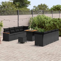 vidaXL Conjunto de Sofá de Jardim 11 pcs Preto vime PE