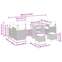 vidaXL Conjunto de Sofá de Jardim 10 pcs Preto vime PE