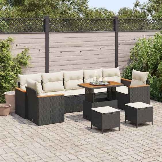 vidaXL Conjunto de Sofá de Jardim 10 pcs Preto Rattan Sintético