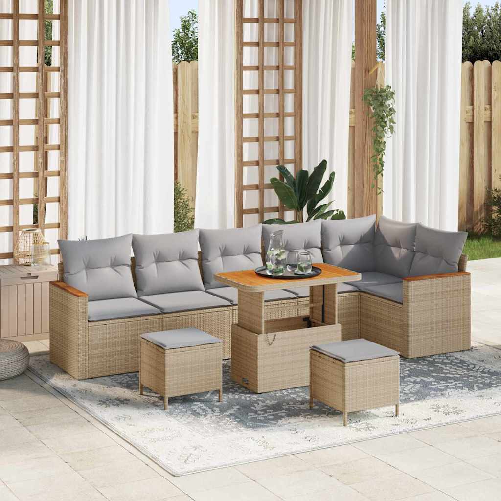 vidaXL Conjunto de Sofá de Jardim 9 pcs Preto vime PE