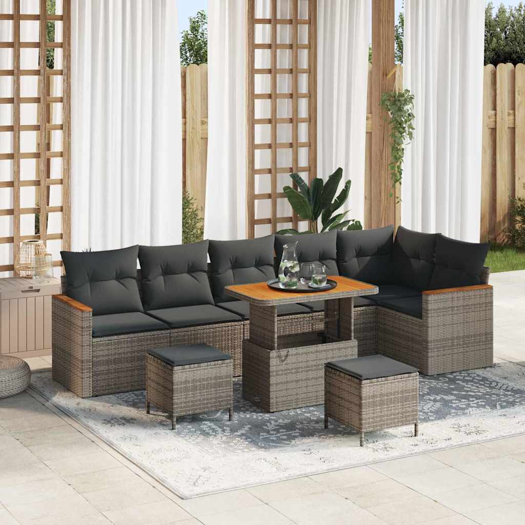 vidaXL Conjunto de Sofá de Jardim 9 pcs Preto vime PE