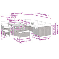 vidaXL Conjunto de Sofá de Jardim 13 pcs Preto vime PE