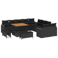 vidaXL Conjunto de Sofá de Jardim 13 pcs Preto vime PE