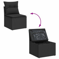vidaXL Conjunto de Sofá de Jardim com almofada 13 pcs Preto vime PE