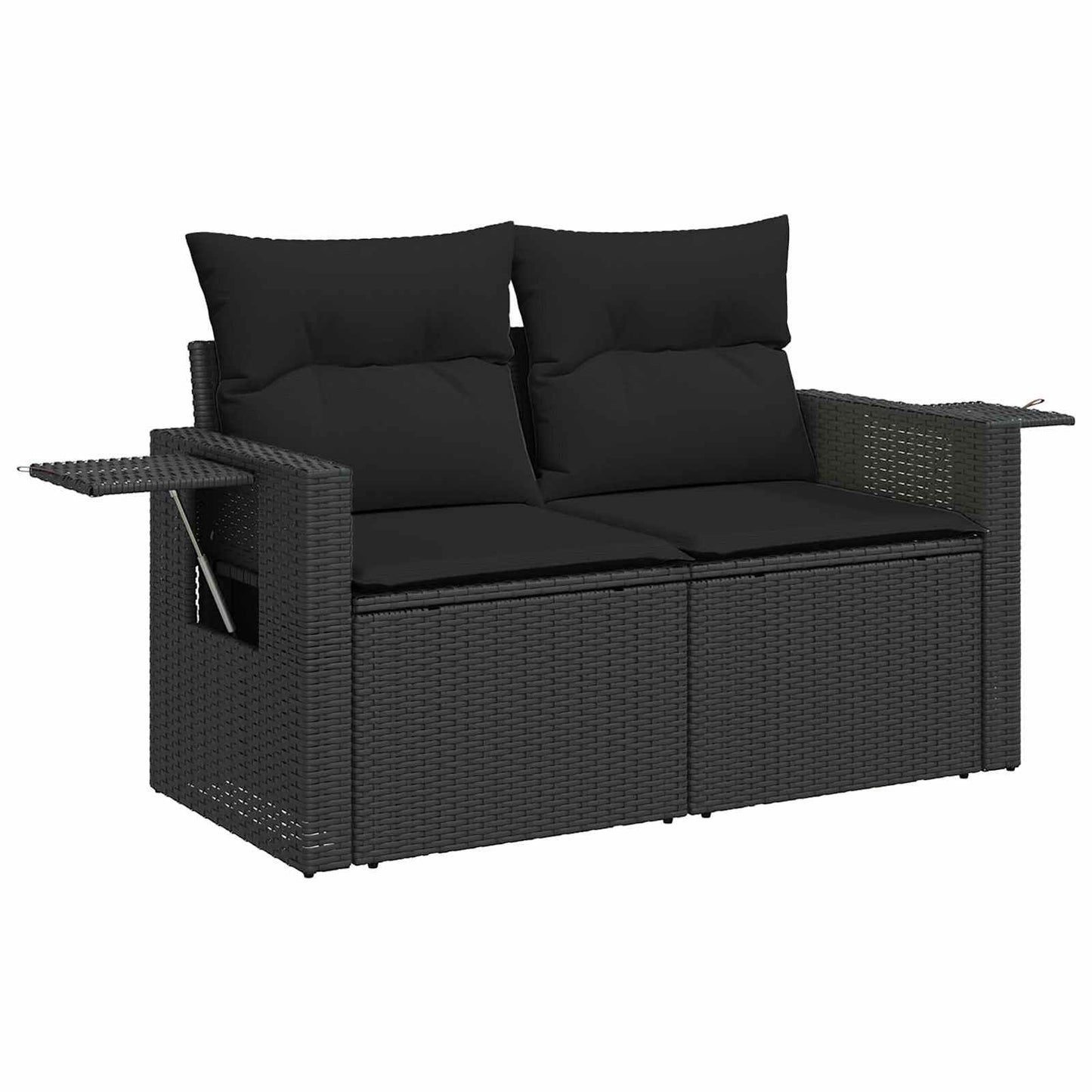 vidaXL Conjunto de Sofá de Jardim com almofada 13 pcs Preto vime PE