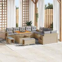 vidaXL Conjunto de Sofá de Jardim com almofada 13 pcs Preto vime PE