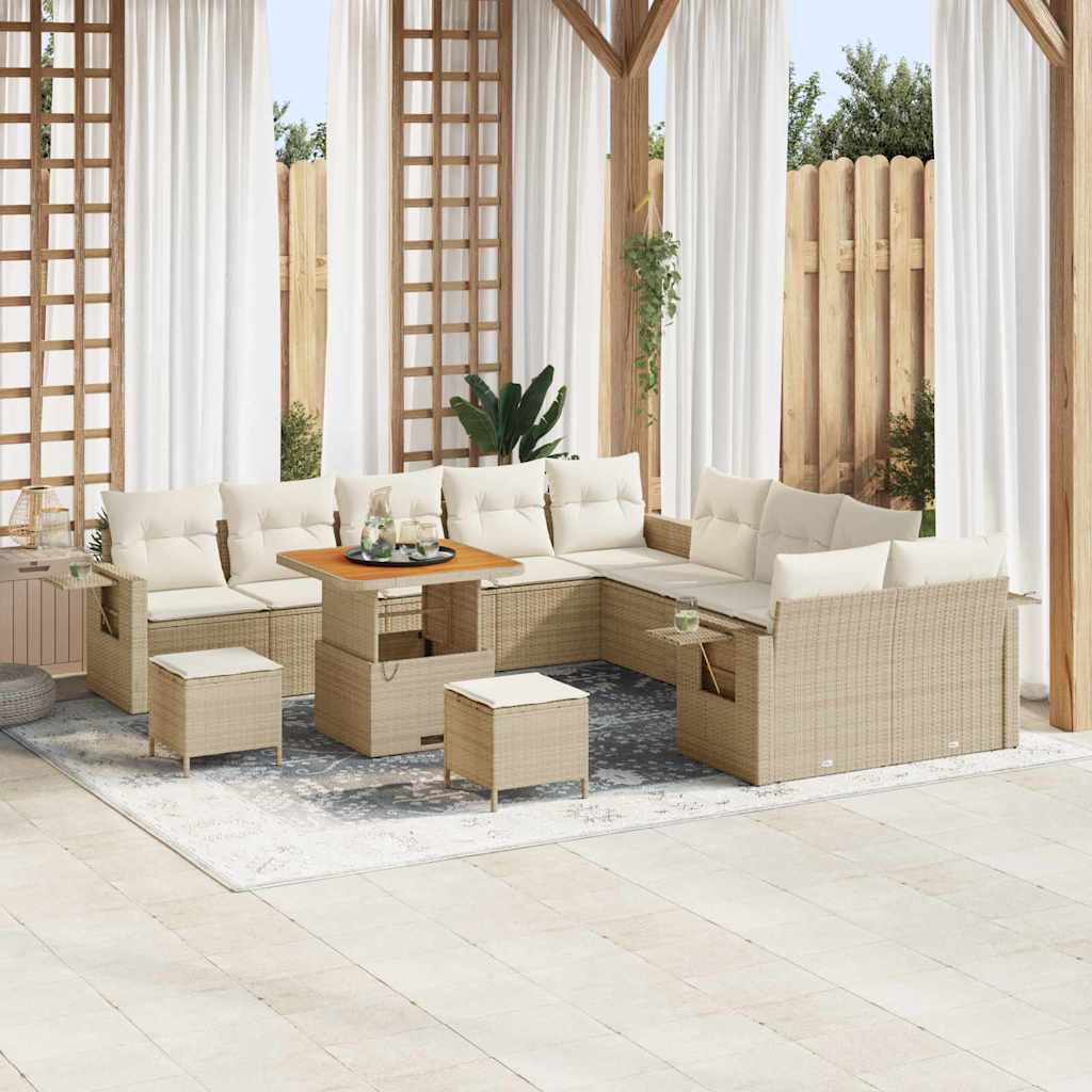 vidaXL Conjunto de Sofá de Jardim com almofada 13 pcs Preto vime PE
