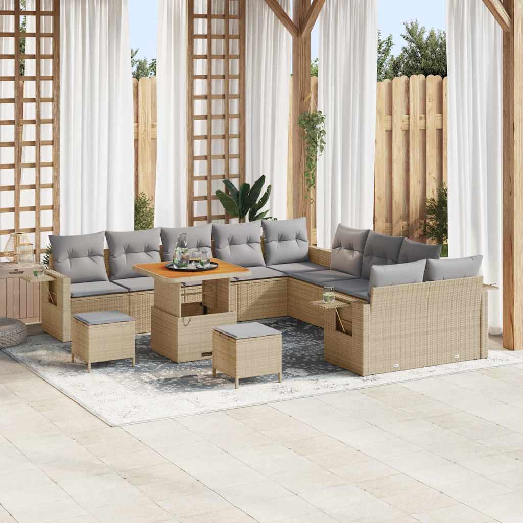 vidaXL Conjunto de Sofá de Jardim com almofada 13 pcs Preto vime PE
