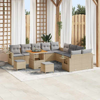 vidaXL Conjunto de Sofá de Jardim com almofada 13 pcs Preto vime PE