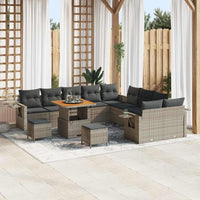 vidaXL Conjunto de Sofá de Jardim com almofada 13 pcs Preto vime PE