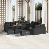 vidaXL Conjunto de Sofá de Jardim com almofada 13 pcs Preto vime PE