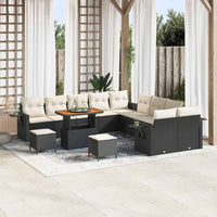 vidaXL Conjunto de Sofá de Jardim com almofada 13 pcs Preto vime PE