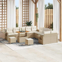 vidaXL Conjunto de Sofá de Jardim com almofada 13 pcs Preto vime PE