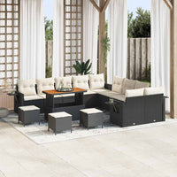 vidaXL Conjunto de Sofá de Jardim com almofada 13 pcs Preto vime PE
