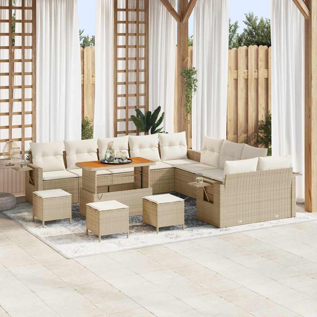 vidaXL Conjunto de Sofá de Jardim com almofada 13 pcs Preto vime PE