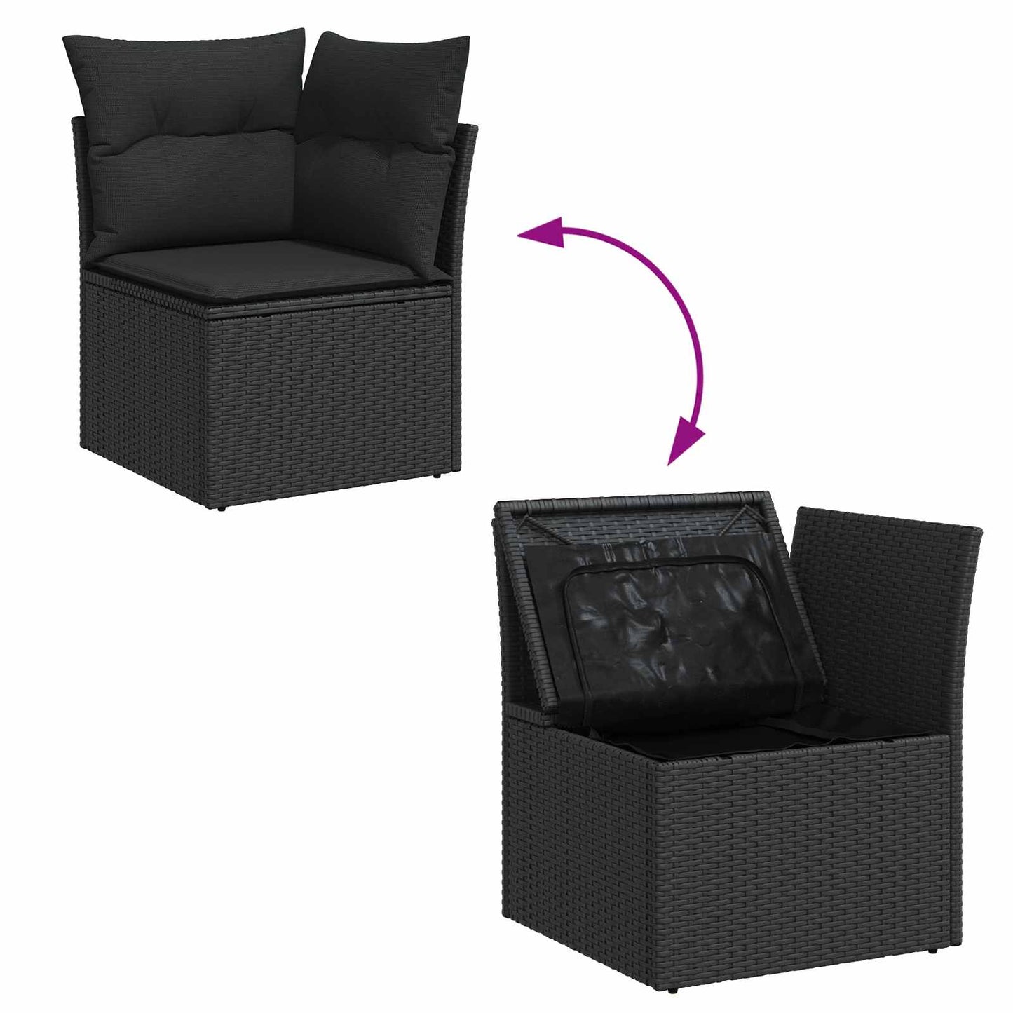 vidaXL Conjunto de Sofá de Jardim 11 pcs Preto Rattan Sintético