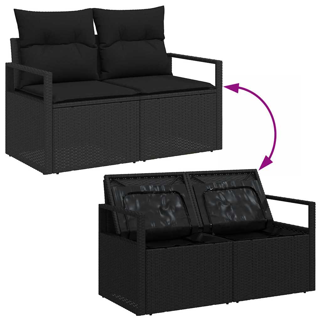 vidaXL Conjunto de Sofá de Jardim 9 pcs Preto Rattan Sintético