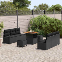 vidaXL Conjunto de Sofá de Jardim 9 pcs Preto Rattan Sintético