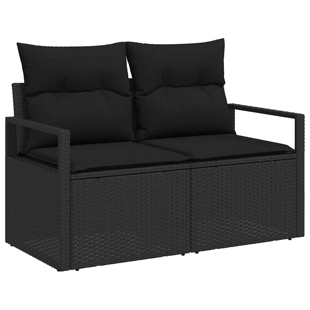 vidaXL Conjunto de Sofá de Jardim 9 pcs Preto Rattan Sintético