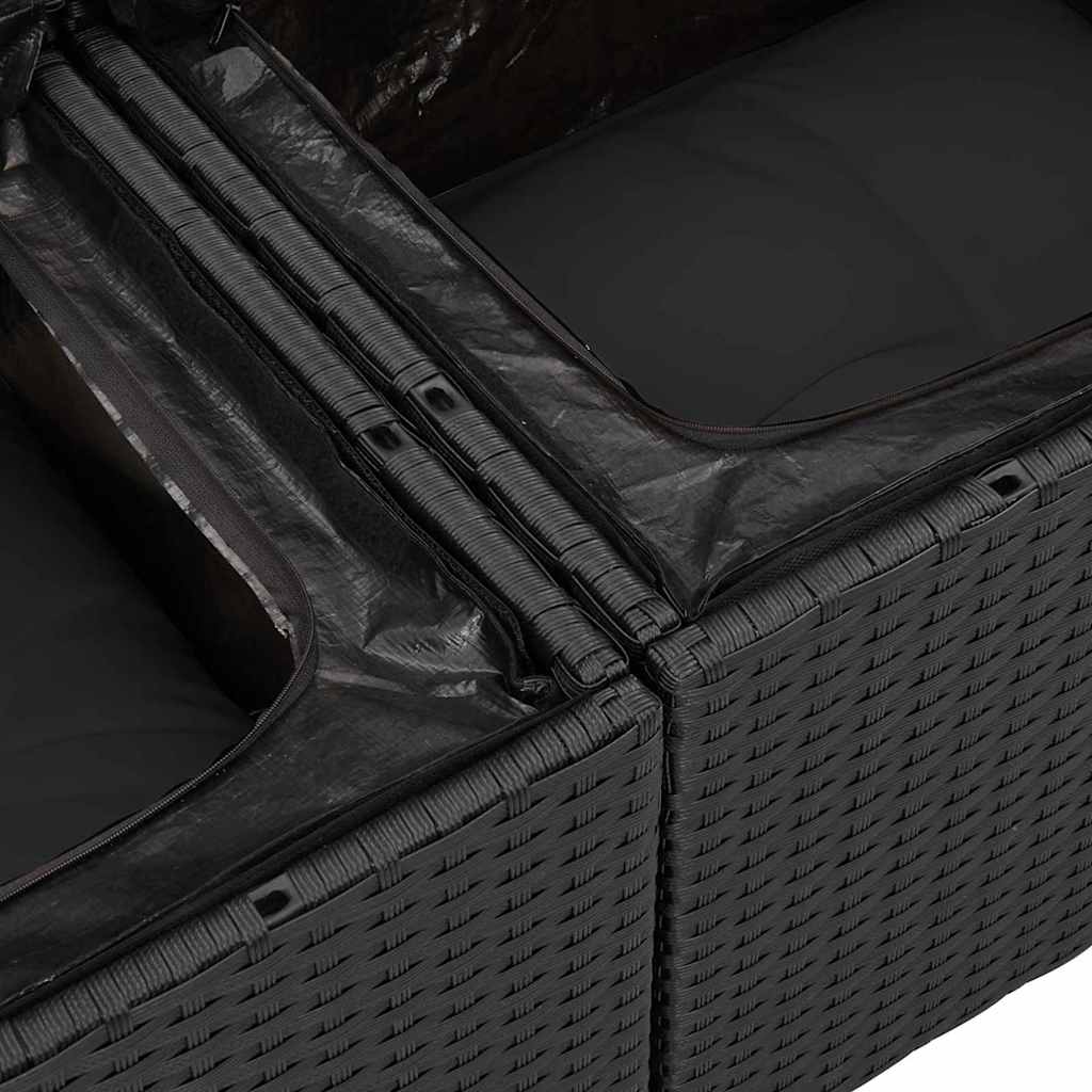 vidaXL Conjunto de Sofá de Jardim 9 pcs Preto Rattan Sintético