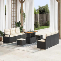 vidaXL Conjunto de Sofá de Jardim 9 pcs Preto Rattan Sintético