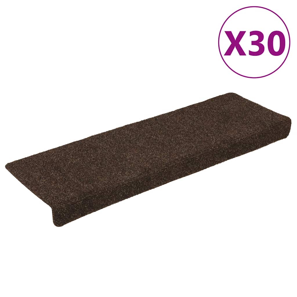 vidaXL Tapetes de escada autoadesivos 15 peças 65x21x4 cm creme com borda retangular