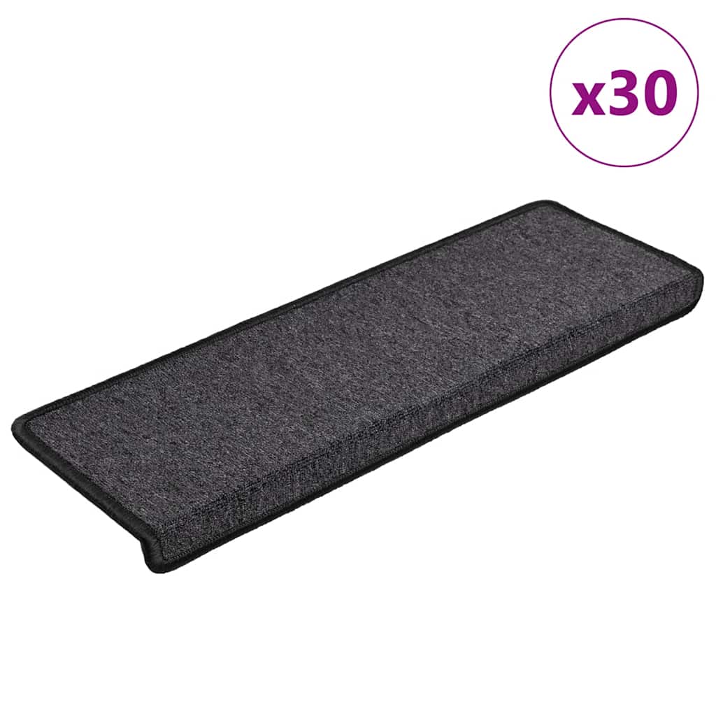 vidaXL Tapetes de escada 15 peças 65x21x4 cm antracite com borda retangular