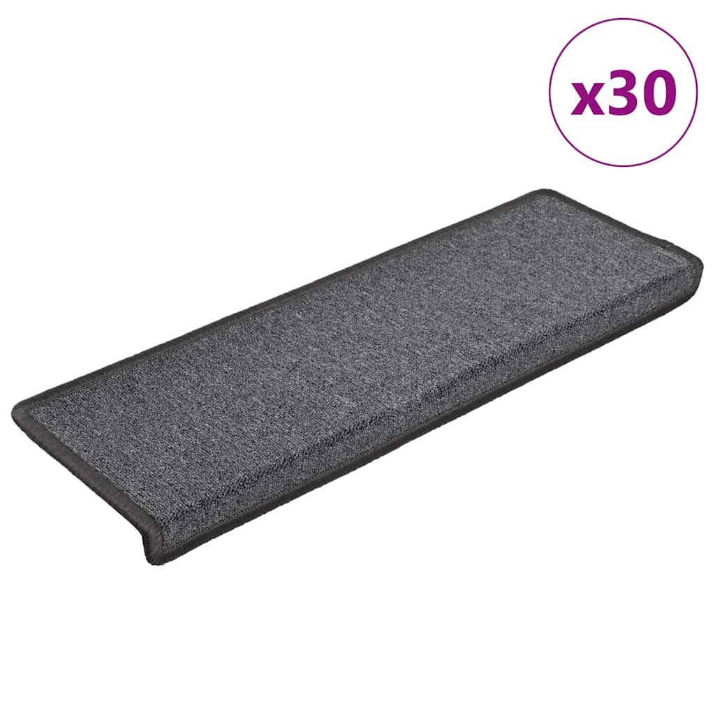 vidaXL Tapetes de escada 15 peças 65x21x4 cm antracite com borda retangular