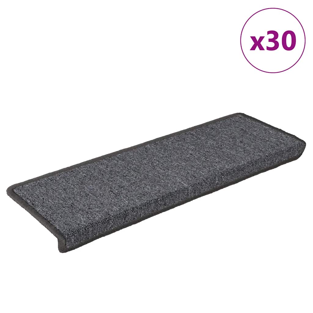 vidaXL Tapetes de escada 15 peças 65x21x4 cm antracite com borda retangular