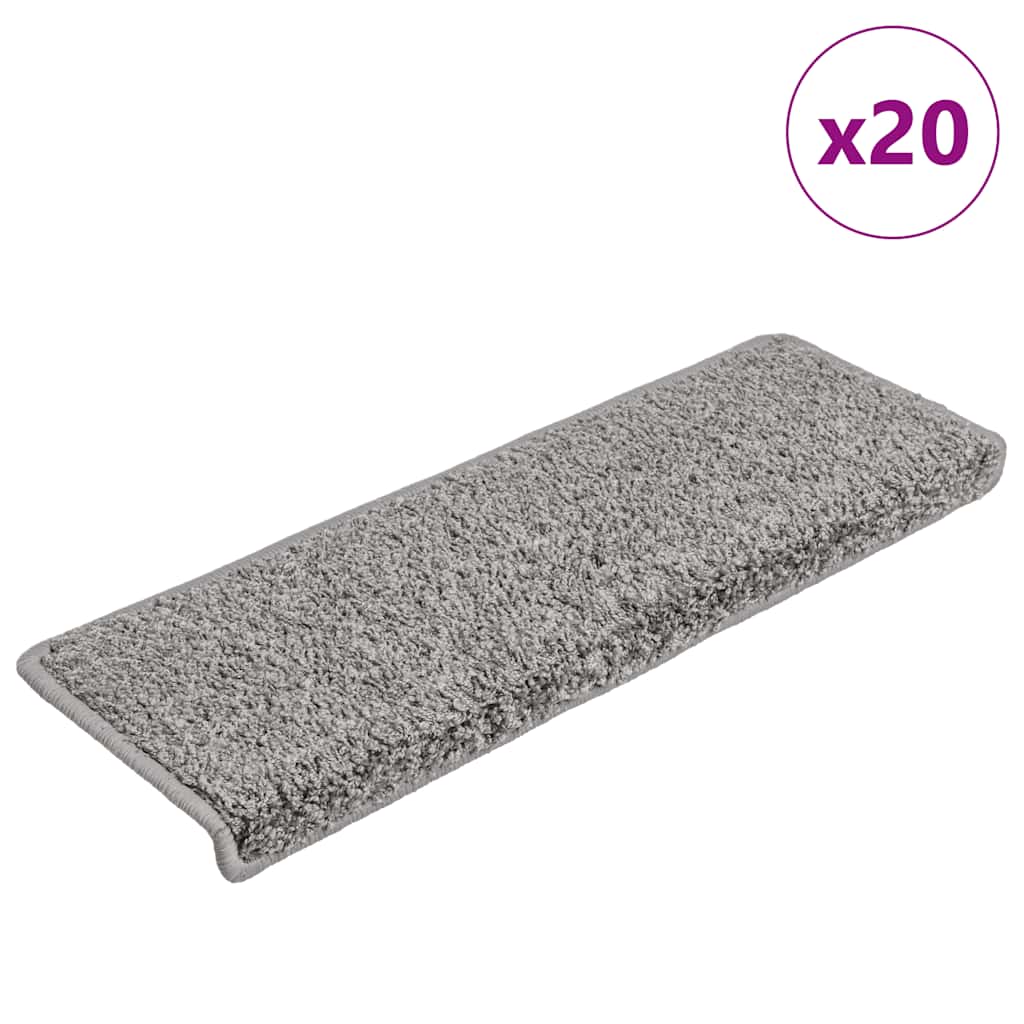 vidaXL Tapetes de escada 15 peças 65x21x4 cm cinza com borda retangular
