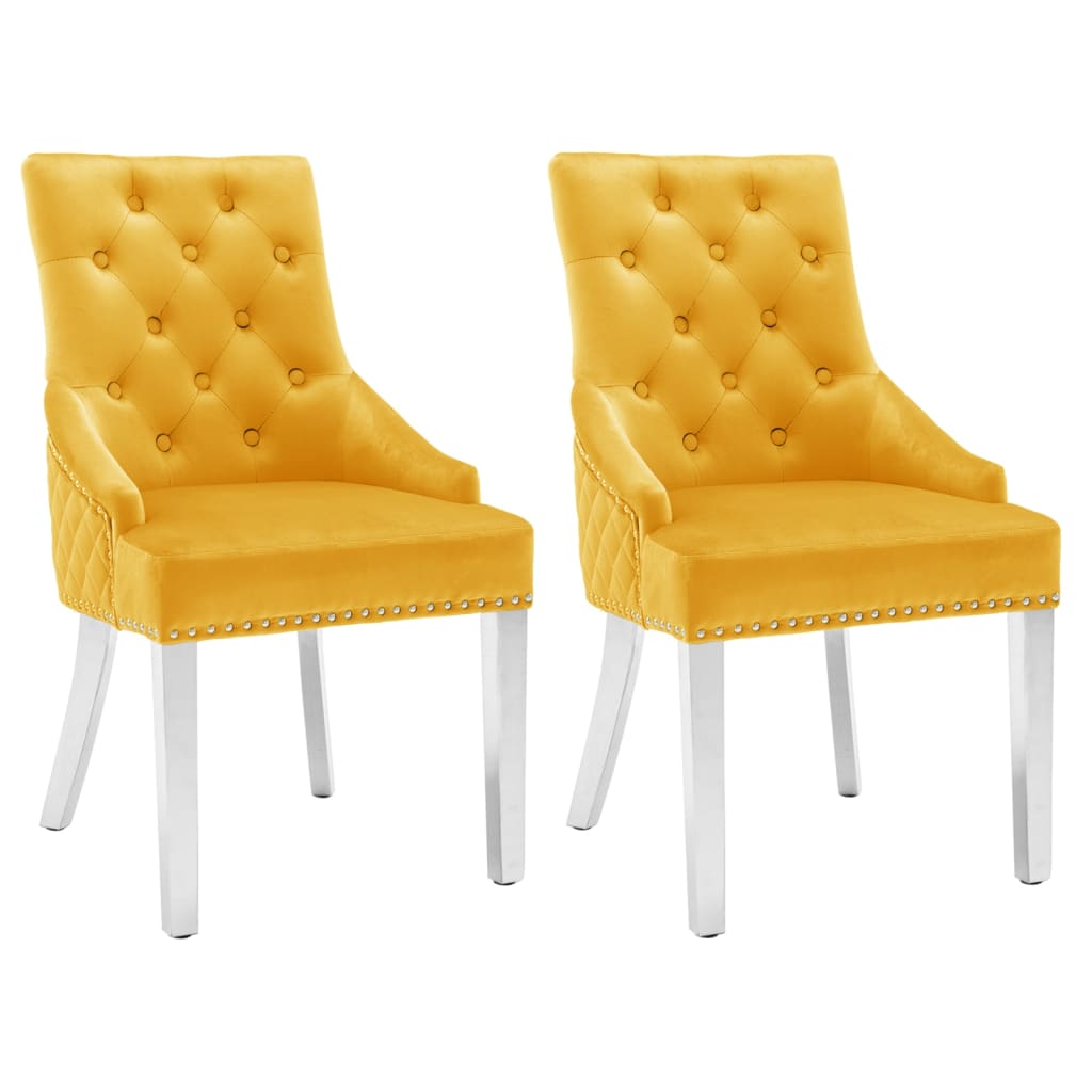 vidaXL Cadeiras de jantar 2 pcs veludo amarelo