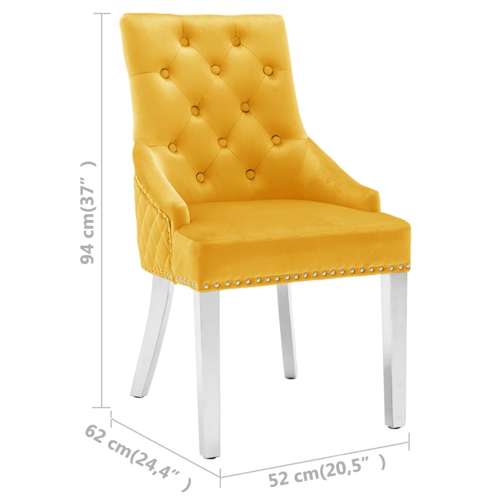 vidaXL Cadeiras de jantar 2 pcs veludo amarelo