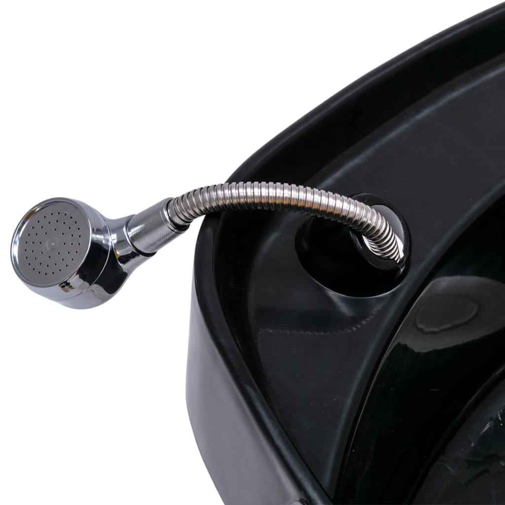 vidaXL Cadeira cabeleireiro c/ lavatório couro art. 137x59x82 cm preto