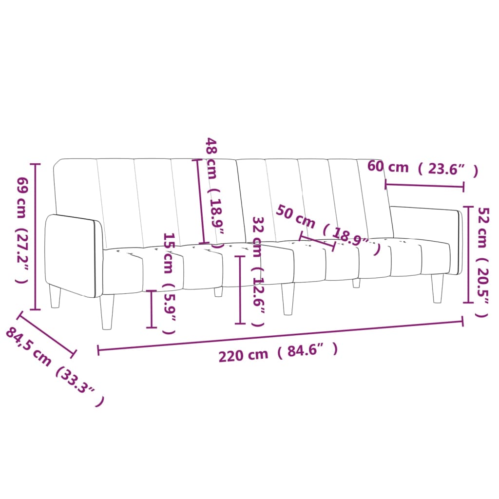 vidaXL Sofá-cama de 2 lugares tecido cinzento-escuro