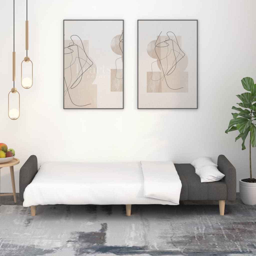 vidaXL Sofá-cama de 2 lugares tecido cinzento-escuro