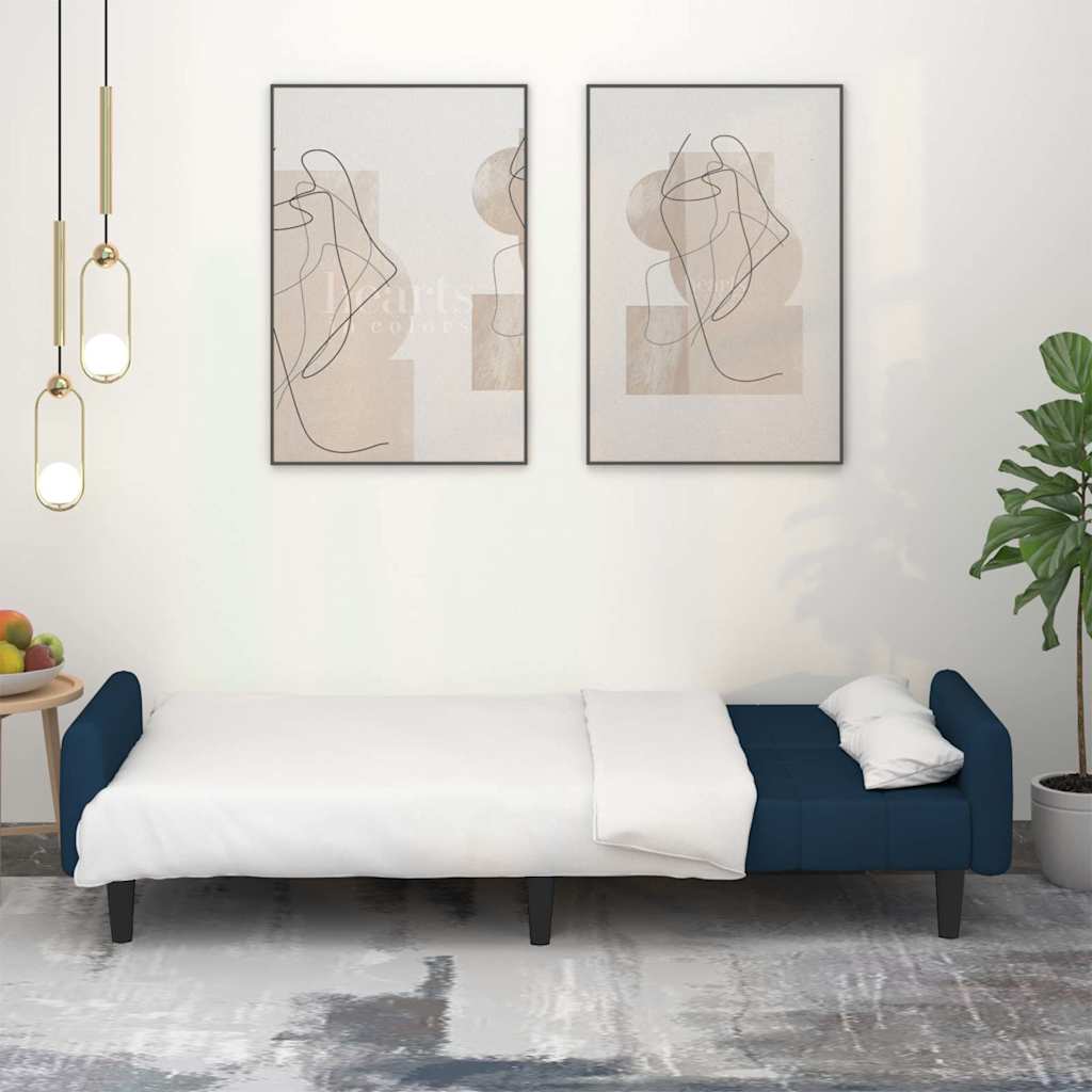 vidaXL Sofá-cama de 2 lugares veludo azul
